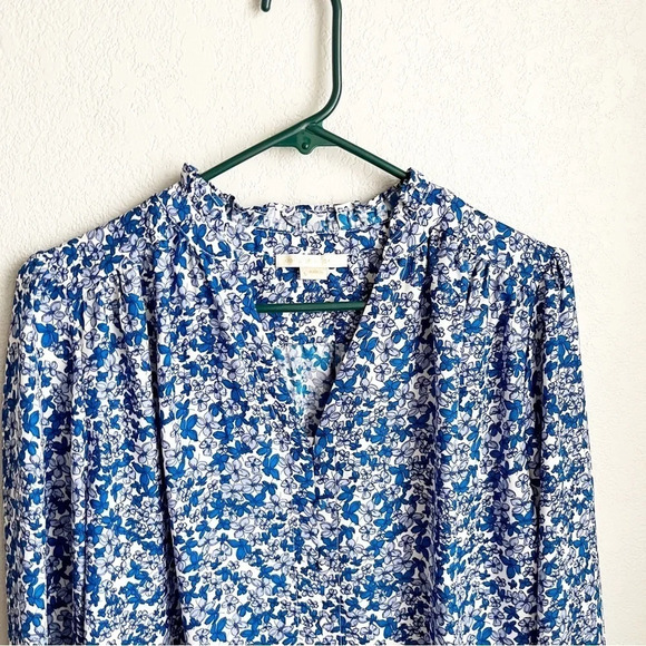 sale COOPER & Ella Blue Ditsy Floral Button Down Pleasant Blouse S - Picture 4 of 10